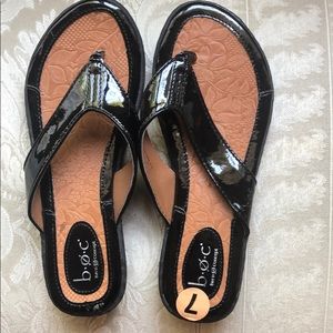 BOC made by Born Black Patent Leather Flip Flops
